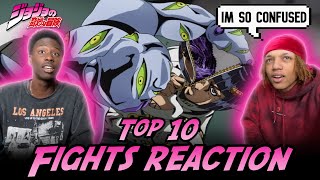 Non JoJo Fans React to TOP 10 JOJO FIGHT SCENES  Golden Wind [upl. by Eiznekam135]