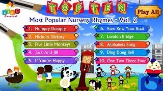 Top Ten Most Popular Nursery Rhymes Jukebox Vol 2 with Lyrics Subtitles and Action [upl. by Ahsinert]