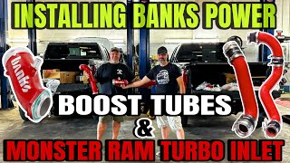 Installing Banks Boost Tubes And Monster Ram Turbo Inlet Elbow Trukstuf [upl. by Enimzzaj]