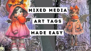 Mixed Media Art Tags Made Easy Using Maremi Small Art Collage Images amp Distress Spritz Sprays [upl. by Macgregor]