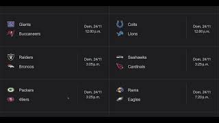 NFL 2024 Season Week 12  Predictions [upl. by Notrem922]