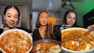 SPICY BULDAK NOODLES MUKBANG 🍜  TIKTOK FOOD COMPILATION [upl. by Nalyak76]