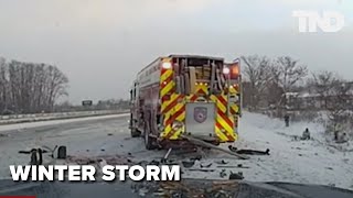 Lakeeffect snowstorm blasts the Great Lakes [upl. by Gabor]