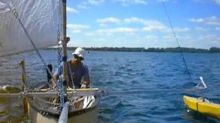 Sailing canoe with homemade rigging [upl. by Rezeile]