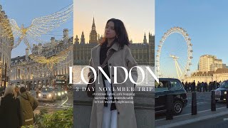 London vlog 🇬🇧  christmas lights ✨ aesthetic cafes exploring  3 days in the UK [upl. by Ozner254]