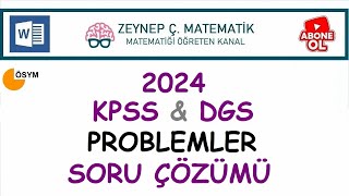 2024 DGS  KPSS PROBLEMLER KARMA SORU ÇÖZÜMÜ [upl. by Bilat]