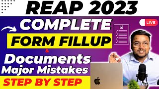 REAP Form Filling 2023 🥳  Live🔴 Step by Step  Reap Registration 2023  REAP Counselling 2023 [upl. by Allemat]