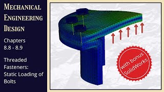 Shigley 88  896  Static Loading of Bolts  SolidWorks Simulaiton [upl. by Bedelia160]