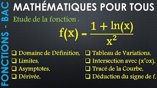 Fonction Baccalauréat  Logarithmique fx 1lnxx² [upl. by Hoye]