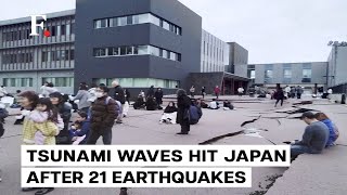 First Tsunami Waves Hit Japan After 76 Magnitude Earthquake [upl. by Kotto]