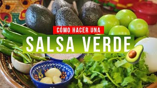 Salsa Verde De Tomatillo Con Aguacate  Elvia La Acapulqueña [upl. by Inava]