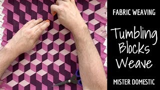 Fabric Weaving Tumbling Blocks Weave Using Solid Fabric with Mx Domestic [upl. by Ialohcin]