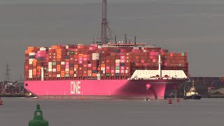 ONE FORWARD CONTAINER SHIP DEPARTING SOUTHAMPTON FOR SINGAPORE ON 111024 [upl. by Ekaj]