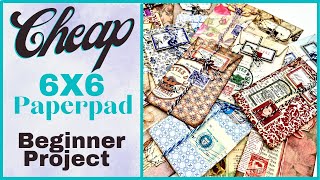 CHEAP 6X6 PAPERPAD PROJECT  EASY AND FUN BEGINNER TUTORIAL  junkjournalideas papercraft [upl. by Enialed]