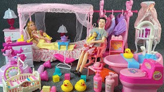 13 Minutes Satisfying with Unboxing Cute Barbie Bedroom CollectionTable Dress Toy Set Review  ASMR [upl. by Neumeyer]