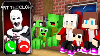 How ART THE CLOWN Called To JJ and Mikey Family At Night  in Minecraft Maizen [upl. by Wiltsey]