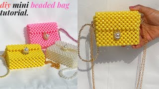 SIMPLE AND EASY WAY TO MAKE A DIY MINI BEADED BAG EASY TUTORIAL HOW TO MAKE MINI BEAD BAG PURSE [upl. by Ariaj]