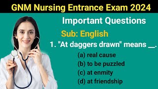 GNM Entrance Exam Question Paper 2024  Sub English  GNM Entrance Exam 2024 [upl. by Hanzelin973]