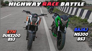 Duke200 Bs3 Vs Ns200 Bs3 Drag Race [upl. by Nnayelsel]