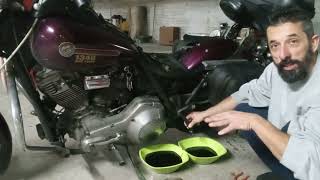 harley evo 1340 oil and filter change [upl. by Ateinotna]