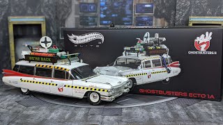 Hot Wheels Elite 118 Die Case Ghostbusters Ecto1A Review [upl. by Aiclid]