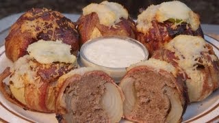 How to BBQ Bacon Meatball Stuffed Onions  Recipe [upl. by Suirrad967]