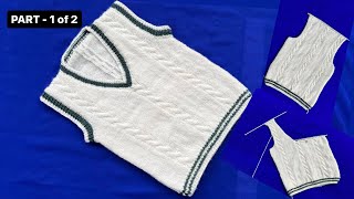 New two colour Sweater design for 2 to 4 year old babyVneck knittingPart1Woolen Tutorial114 [upl. by Cairistiona]