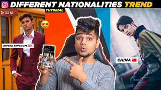 How to do Instagram Different Nationality Challenge Reel Trend Tutorial  Create Insta Viral Reel [upl. by Silvio]