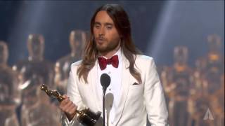 Jared Leto winning Best Supporting Actor  86th Oscars 2014 [upl. by Millda687]