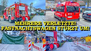 ERSTVIDEO FASTNACHTSWAGEN KIPPT BEI UMZUG AUF DIE SEITE  MEHRERE VERLETZTE  FEUERWEHR  OPPENAU [upl. by Leahcimaj26]