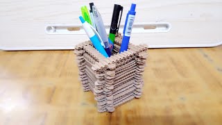 How To Make Pen and Pencil Stand From Waste Cardboard Box Easy Pen Holder Making [upl. by Annie]