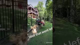 A ZERO TURN MOWER CRASHES INTO A FENCE lawncare mowing husqvarna grassmowing [upl. by Ecilayram]