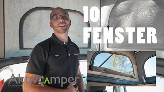 10 Fenster im Aufstelldach Reimo Vito Aktivcamper [upl. by Aneehsit356]