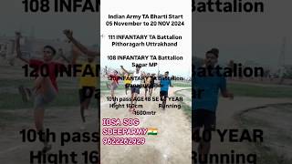 TA Bharti Start 05 November to 20 NOV 2024111 INFANTARY TA Battalion Pitho viralreels [upl. by Blood]