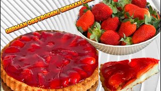 Erdbeerboden strawberry flanBaking classic German Cake ObstBodengermany cake strawberrycake [upl. by Demmer]