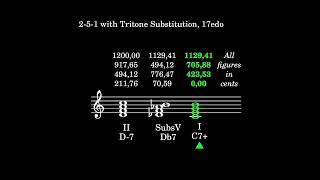 Extreme tuning comparison 251 Cadence with Tritone Substitution in 12 17 19edo Vicentino [upl. by Knuth621]