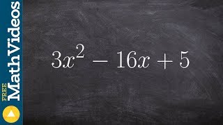 Factoring a trinomial 3x2  16x  5 [upl. by Laurene]