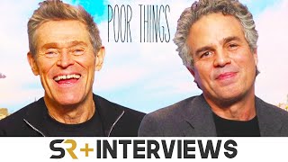 Poor Things Interview Mark Ruffalo amp Willem Dafoe On Collaborating With Emma Stone [upl. by Sulecram]