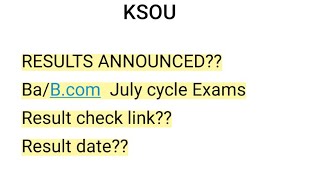 KSOU BABcom result July cycle Announced 202223 Sepoct exam [upl. by Conner736]