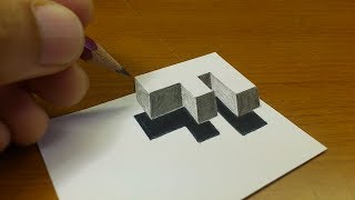 Very Easy How To Drawing 3D Floating Letter quotFquot  Anamorphic Illusion  3D Trick Art on paper [upl. by Cart618]