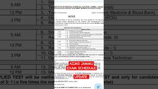 AIIMS JAMMU NEW UPDATE EXAM SCHEDULE aiimsjammu [upl. by Pizor]