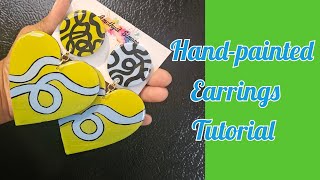 Handpainted earrings Tutorial ✨️ earrings diyearrings fyp [upl. by Ley]