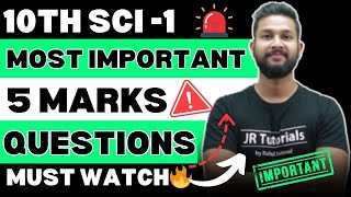 10TH SCIENCE 1 MOST IMPORTANT 5 MARKS QUESTIONS  10TH BOARD EXAM 2024  JR TUTORIALS [upl. by Anaoy]