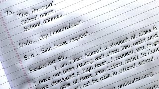 Sick Leave Application For School in English  Class 6 [upl. by Nitsud694]