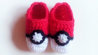 Cómo tejer unos patucos de crochet Pokeball Pokemon Go fácil y rápido Escarpines Tutorial [upl. by Cromwell]