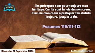 Culte du Dimanche 22 Septembre 2024  Frère François KATALAY [upl. by Sonnie]