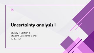 Uncertainty analysis I [upl. by Soisanahta]