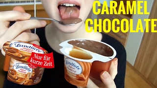 🍮MUKBANG CHOCOLATE PUDDING  CARAMEL SAUCE Landliebe Limited Edition [upl. by Anividul]