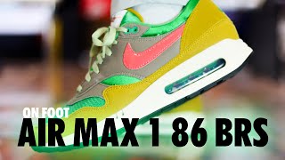 ON FOOT Nike Air Max 1 86 BRS Classic Green Ember Glow 4K HF0551 300 [upl. by Kcitrap]