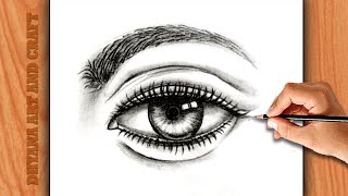 Eye drawing easy tutorial  how to draw an eye  step by step drawing for beginners with pencil [upl. by Reppep]